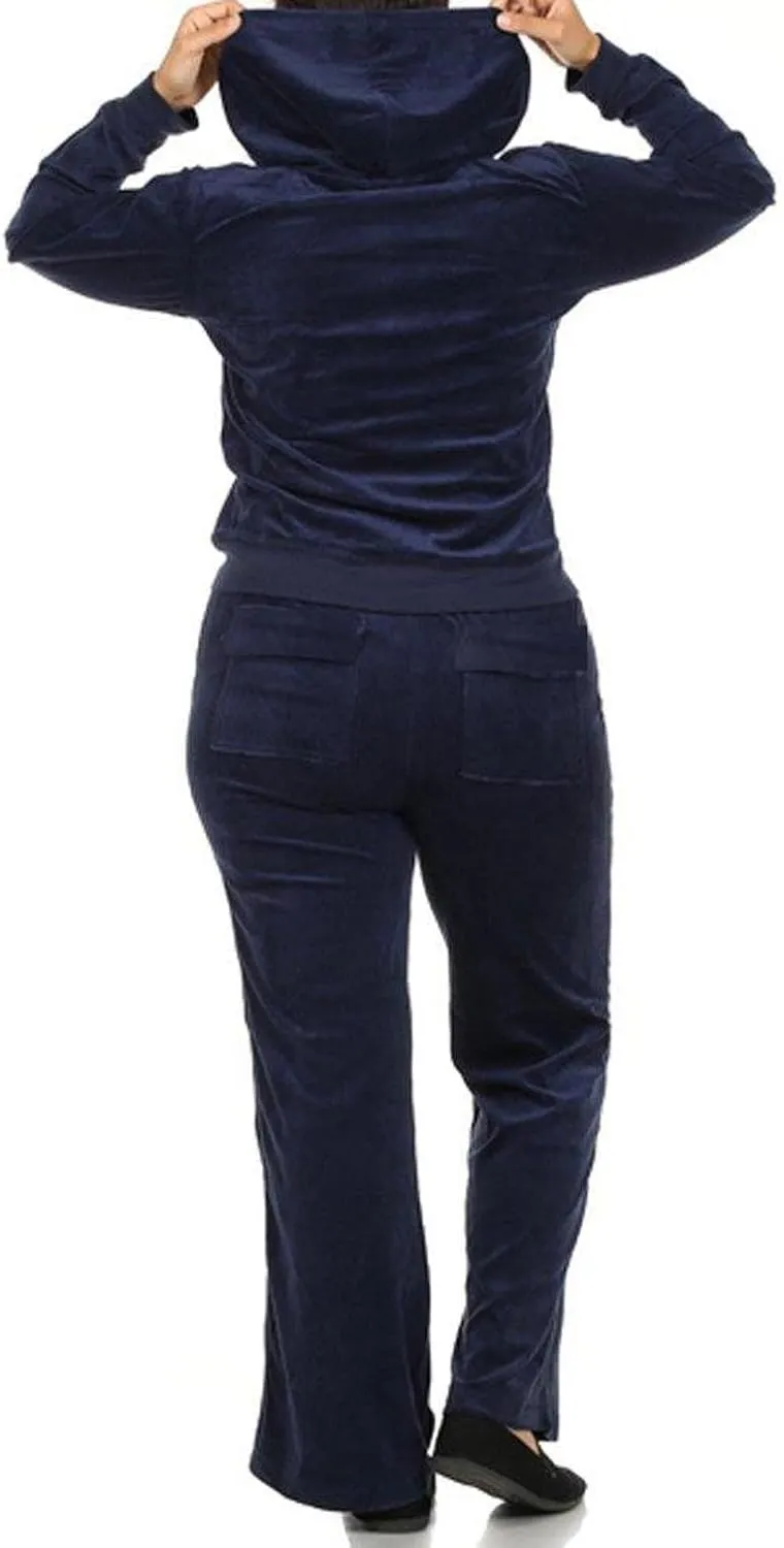 2 Piece Womens Plus Size Velour Set/Underwear TOP & Bottom Pajamas Set Jogging Set Hoodie Pants Tracksuit 1X-2X-3X