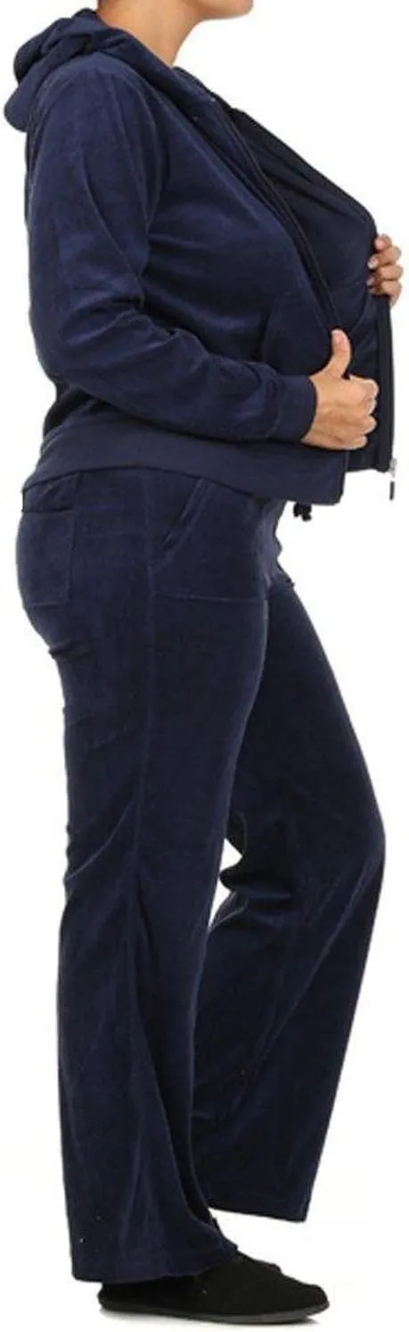 2 Piece Womens Plus Size Velour Set/Underwear TOP & Bottom Pajamas Set Jogging Set Hoodie Pants Tracksuit 1X-2X-3X
