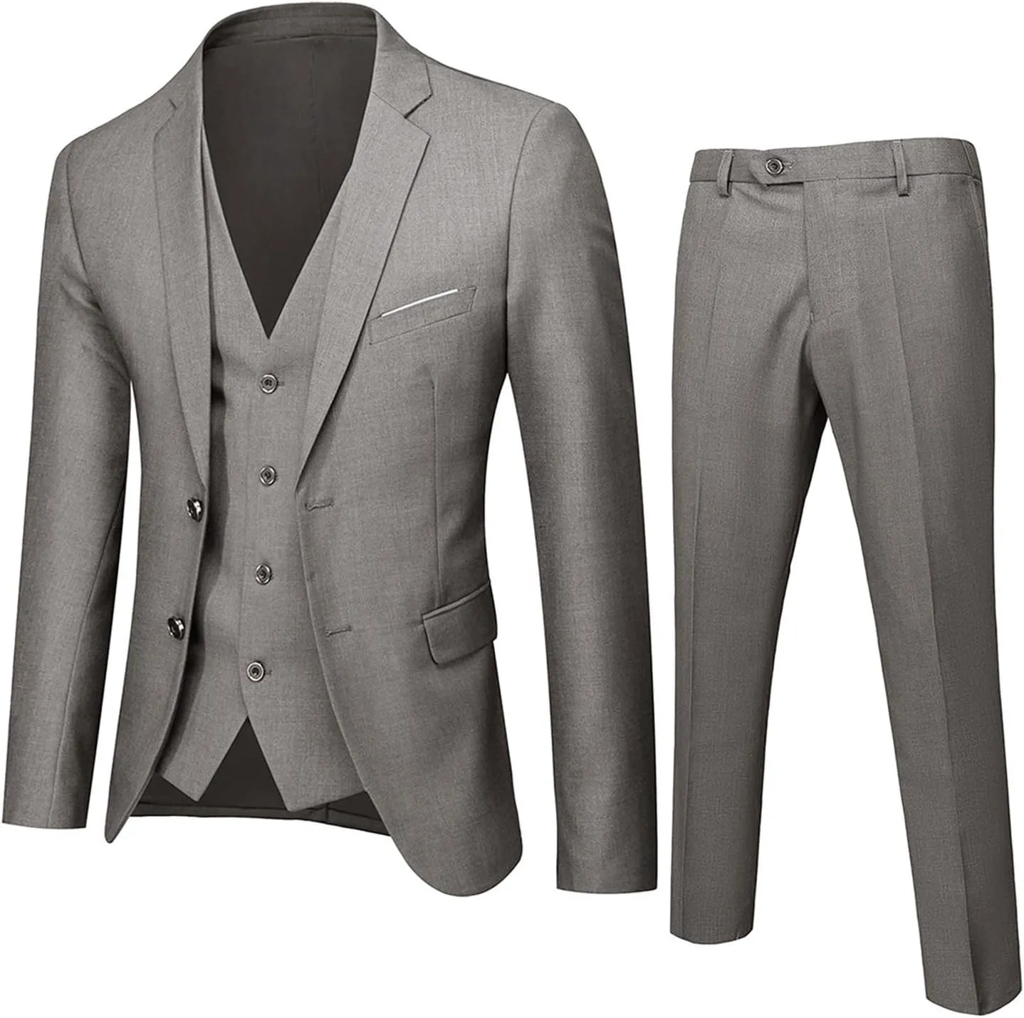 2023 Men's 3 Piece Slim Fit Suit Set, One Button Solid Blazer Jacket Vest Dress Pants Sets for Business Wedding Party