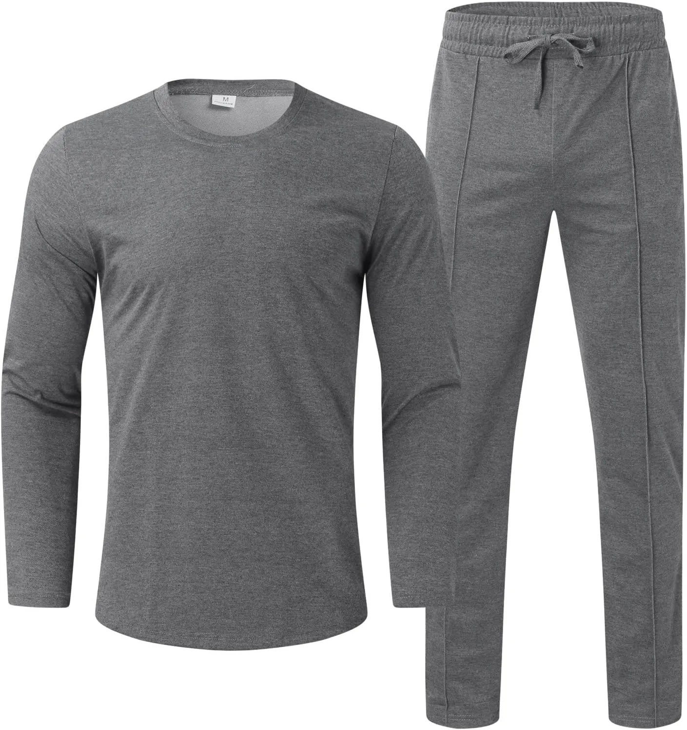 2023 Men's Tracksuit 2 Piece Outfits Plain Long Sleeve Tshirt and Sweatpants Sweatsuit Sets Casual Jogging Athletic Suits