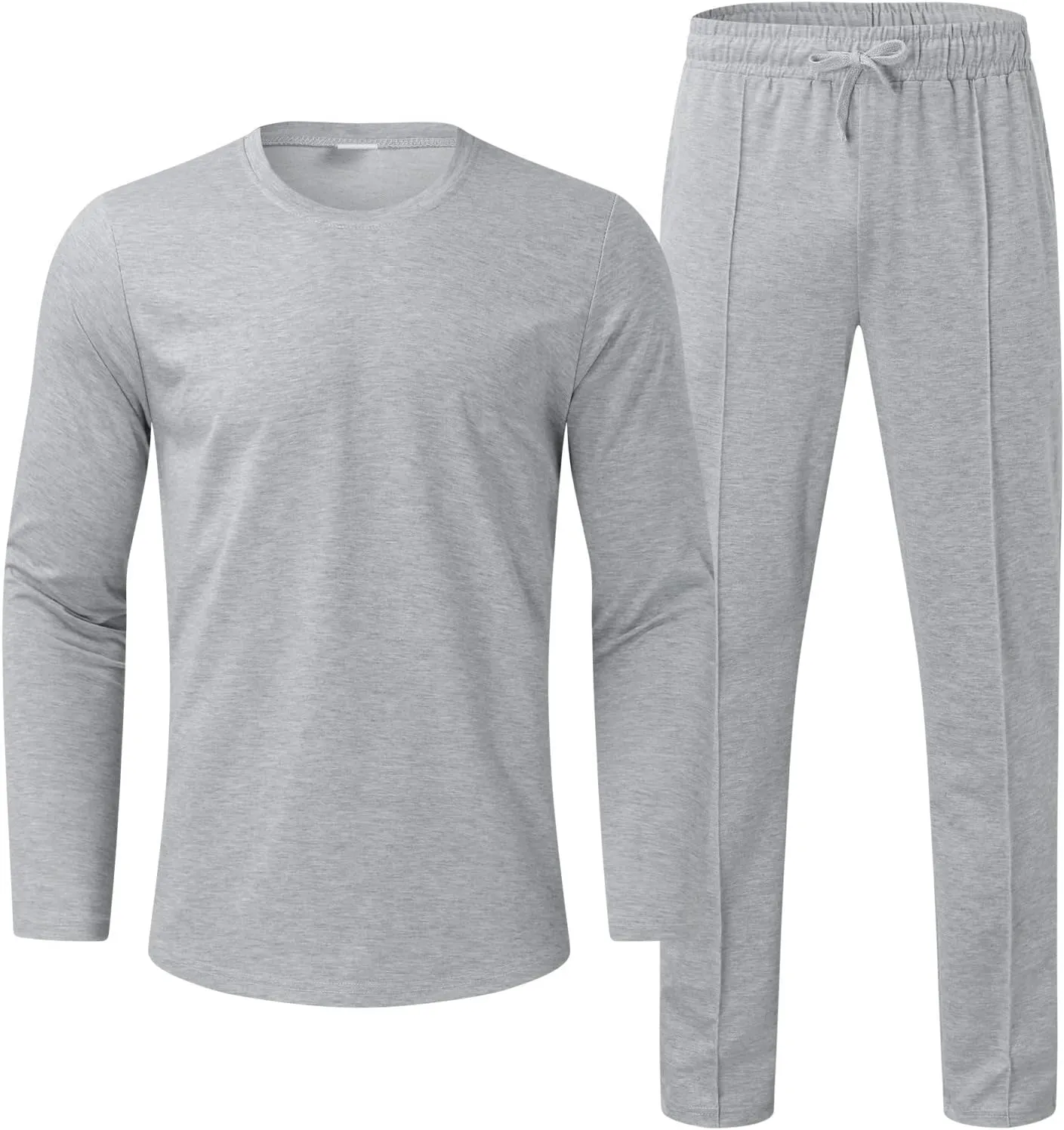 2023 Men's Tracksuit 2 Piece Outfits Plain Long Sleeve Tshirt and Sweatpants Sweatsuit Sets Casual Jogging Athletic Suits