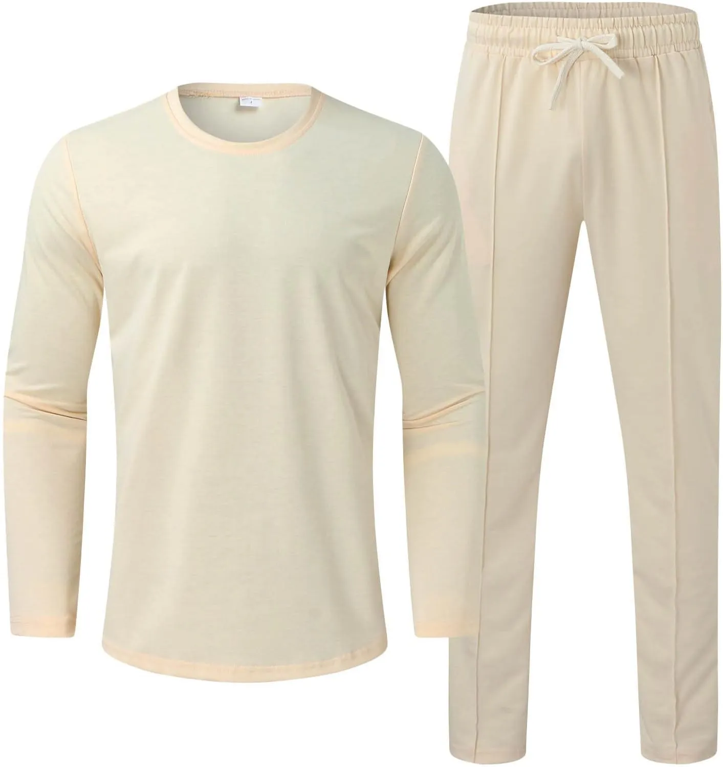 2023 Men's Tracksuit 2 Piece Outfits Plain Long Sleeve Tshirt and Sweatpants Sweatsuit Sets Casual Jogging Athletic Suits