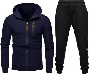 2023 Men's Tracksuit Set Winter 2 Piece Outfits Plus Size Full Zip Hoodie Jackets Sweatpants Sets Stylish Sport Sweatsuit