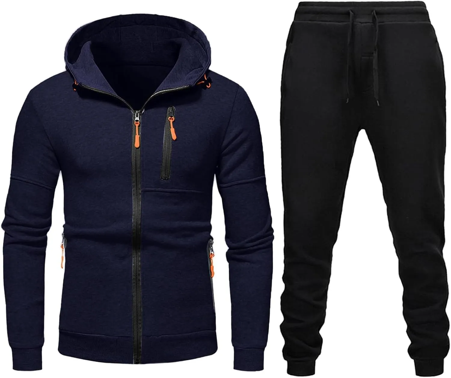 2023 Men's Tracksuit Set Winter 2 Piece Outfits Plus Size Full Zip Hoodie Jackets Sweatpants Sets Stylish Sport Sweatsuit