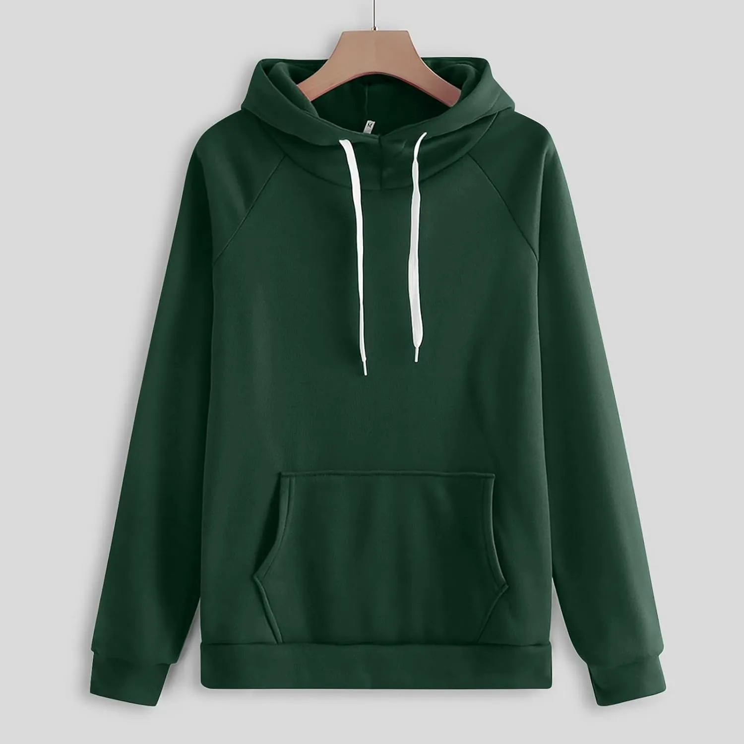2024 2 Piece Sweatsuits for Women Solid Color Hoodie and Sweatpant Set Jogger Drawstring Tracksuit with Kangaroo Pockets