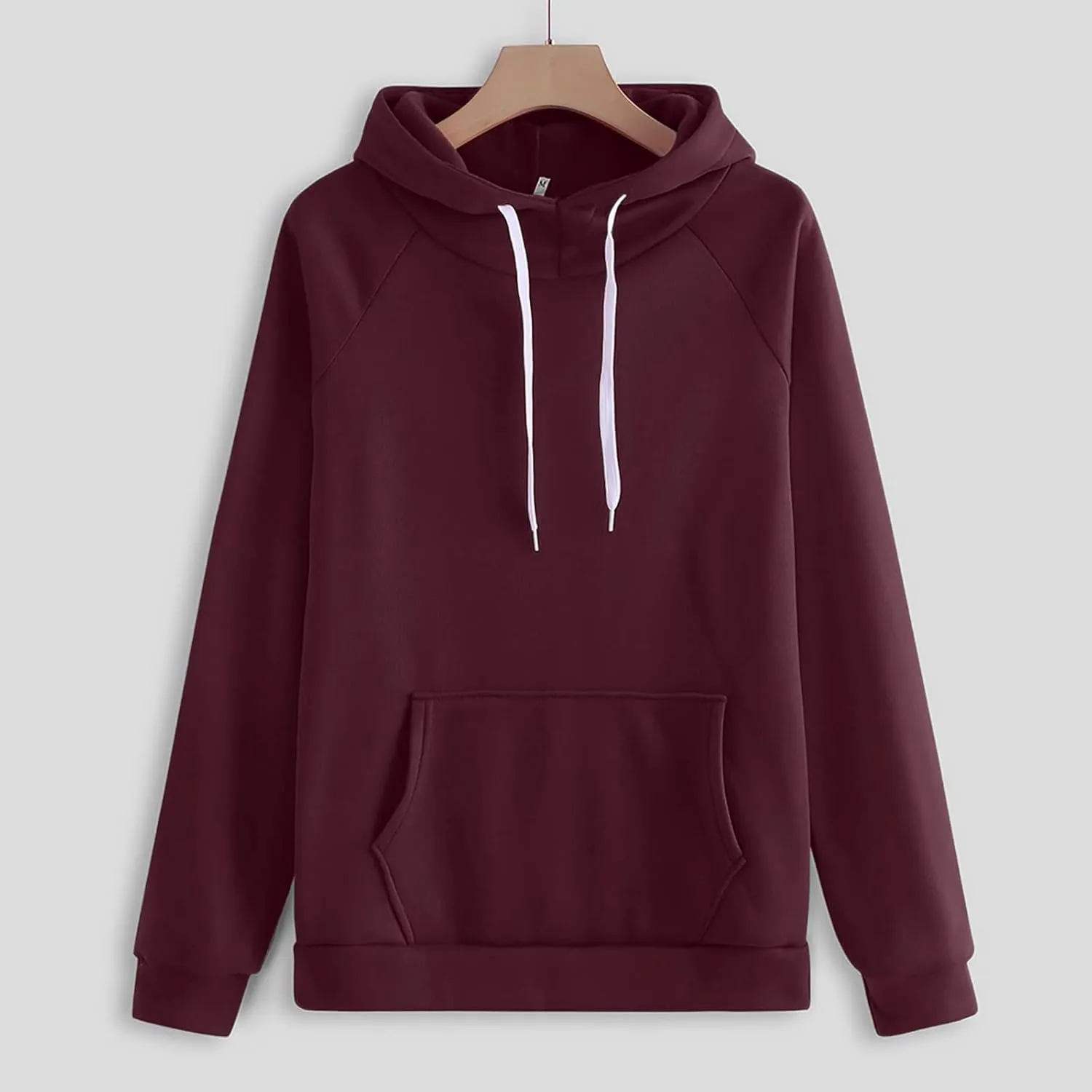 2024 2 Piece Sweatsuits for Women Solid Color Hoodie and Sweatpant Set Jogger Drawstring Tracksuit with Kangaroo Pockets