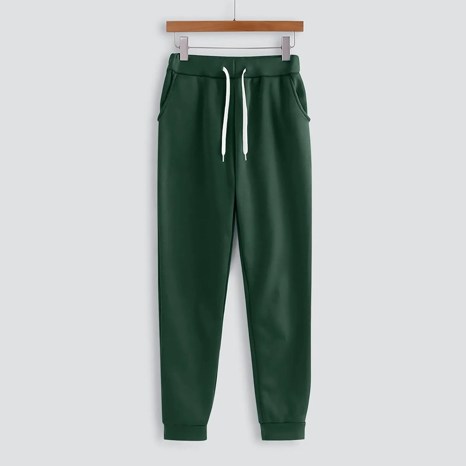 2024 2 Piece Sweatsuits for Women Solid Color Hoodie and Sweatpant Set Jogger Drawstring Tracksuit with Kangaroo Pockets