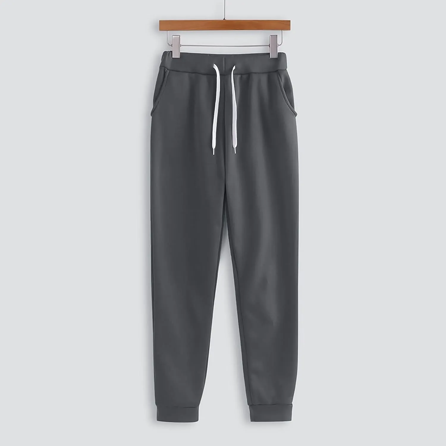 2024 2 Piece Sweatsuits for Women Solid Color Hoodie and Sweatpant Set Jogger Drawstring Tracksuit with Kangaroo Pockets