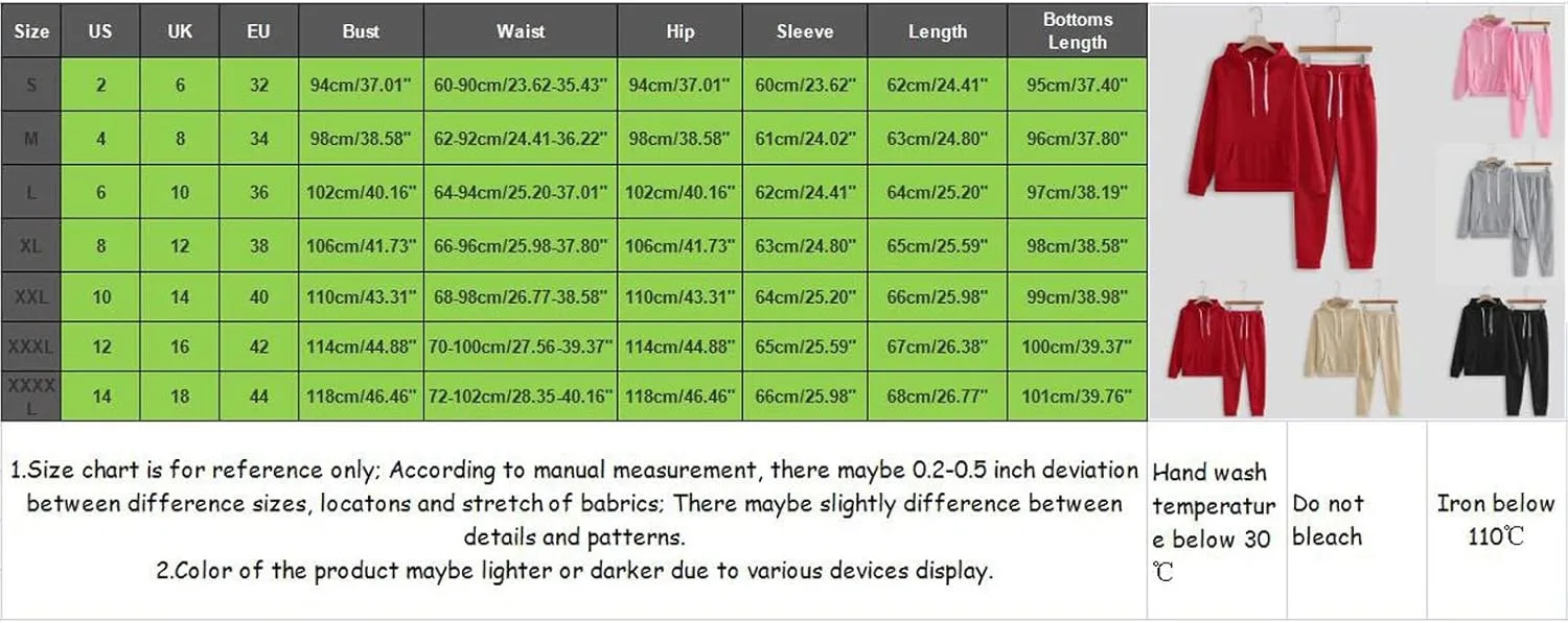 2024 2 Piece Sweatsuits for Women Solid Color Hoodie and Sweatpant Set Jogger Drawstring Tracksuit with Kangaroo Pockets