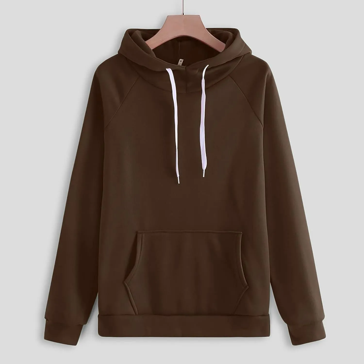 2024 2 Piece Sweatsuits for Women Solid Color Hoodie and Sweatpant Set Jogger Drawstring Tracksuit with Kangaroo Pockets