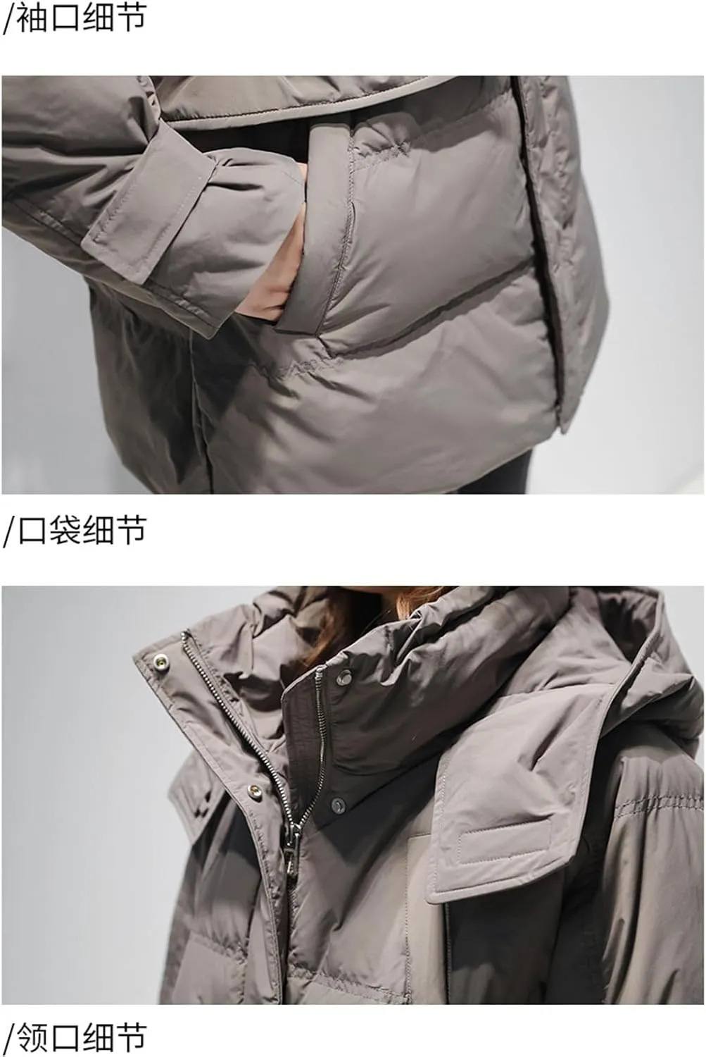 Adhdyuud Women White Duck Down Jacket Winter Warm Hooded Puffer Coat Parka Adjustable Waist Warm Outwear