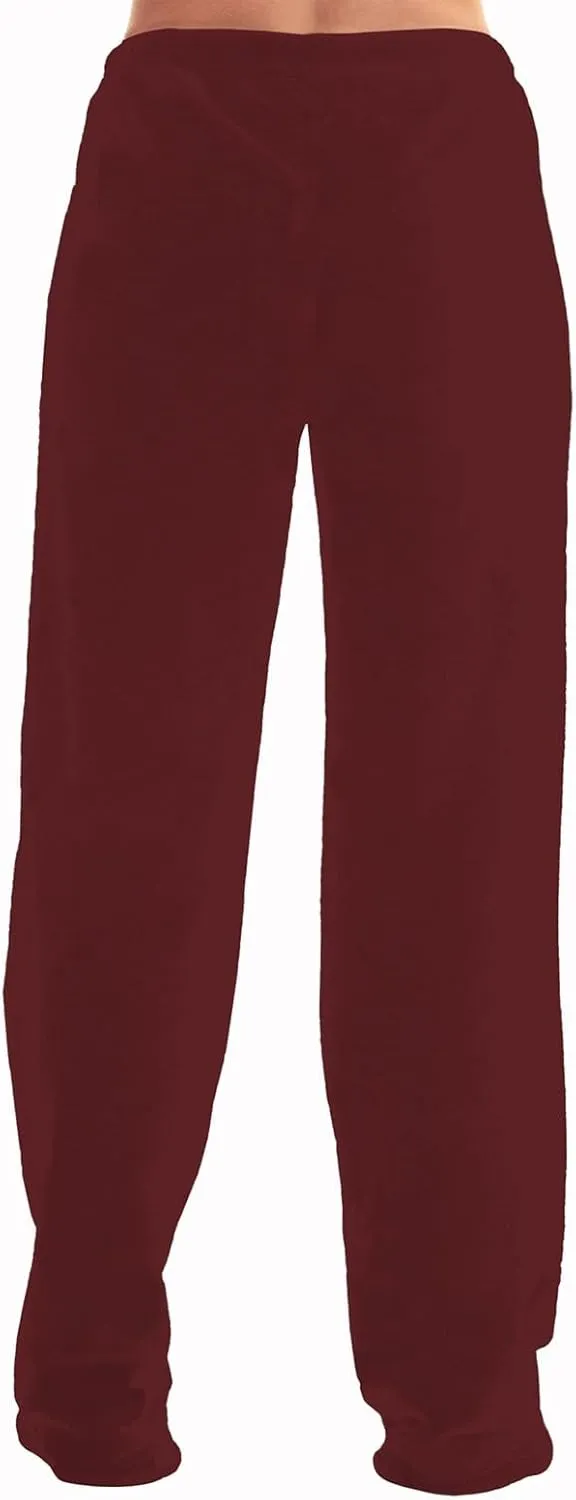 ADHOWBEW Flannel Pajamas Women Breathable Sleep Pants Fleece Comfy Solid Color Bottoms Relaxed Fit Elastic Waist Pjs