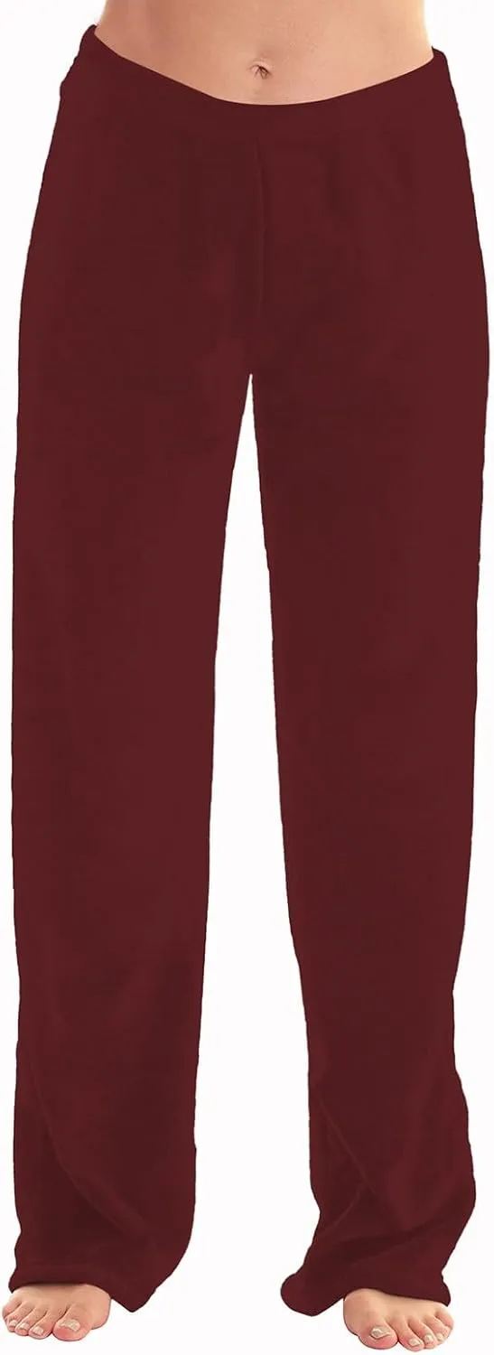 ADHOWBEW Flannel Pajamas Women Breathable Sleep Pants Fleece Comfy Solid Color Bottoms Relaxed Fit Elastic Waist Pjs