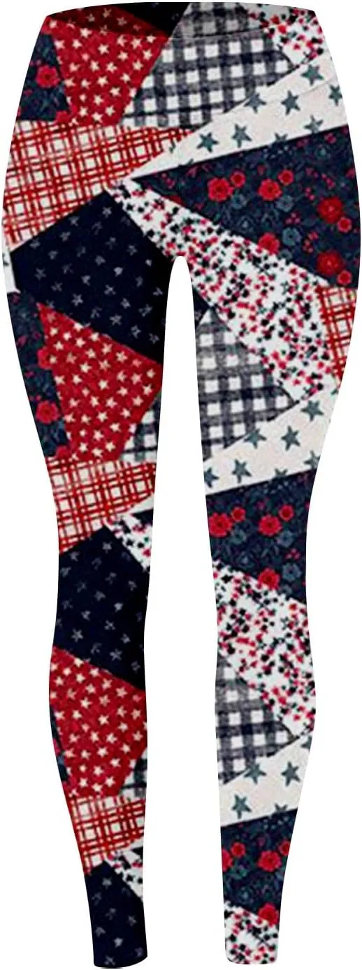 aihihe Women's USA Flag Print Leggings 4th of July Independent Day Yoga Pants Gym Workout Quick Dry Compression Tights