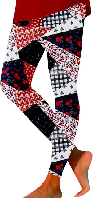 aihihe Women's USA Flag Print Leggings 4th of July Independent Day Yoga Pants Gym Workout Quick Dry Compression Tights