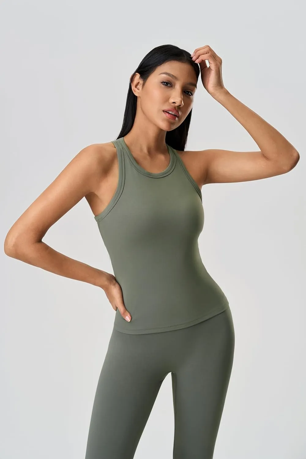 altiland Workout Tank Top for Woman with Built in Bra, Racerback Athletic Yoga Running 2 in 1 Tops