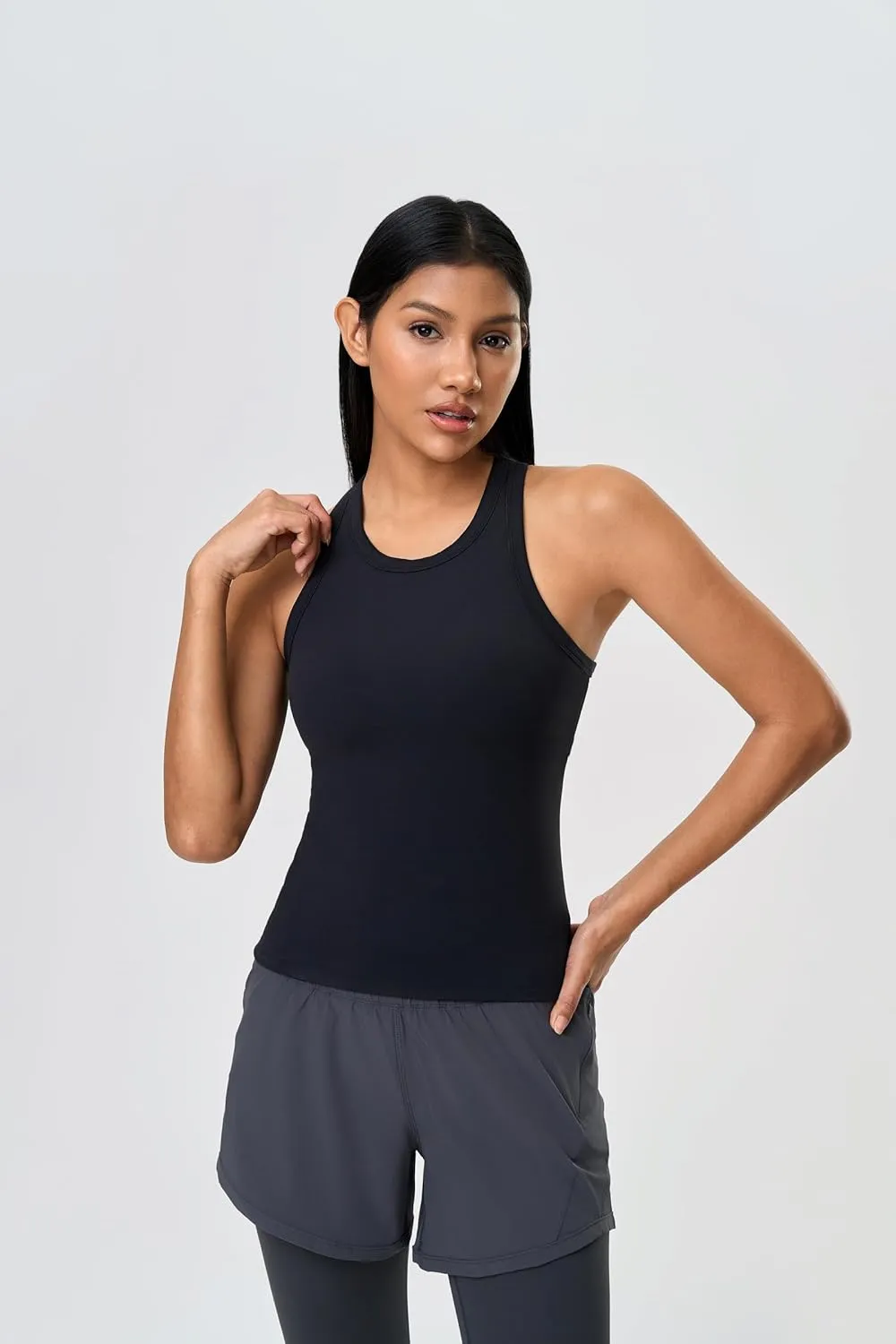 altiland Workout Tank Top for Woman with Built in Bra, Racerback Athletic Yoga Running 2 in 1 Tops