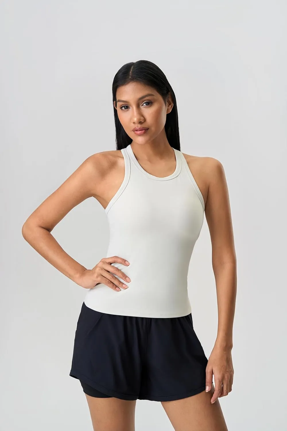 altiland Workout Tank Top for Woman with Built in Bra, Racerback Athletic Yoga Running 2 in 1 Tops