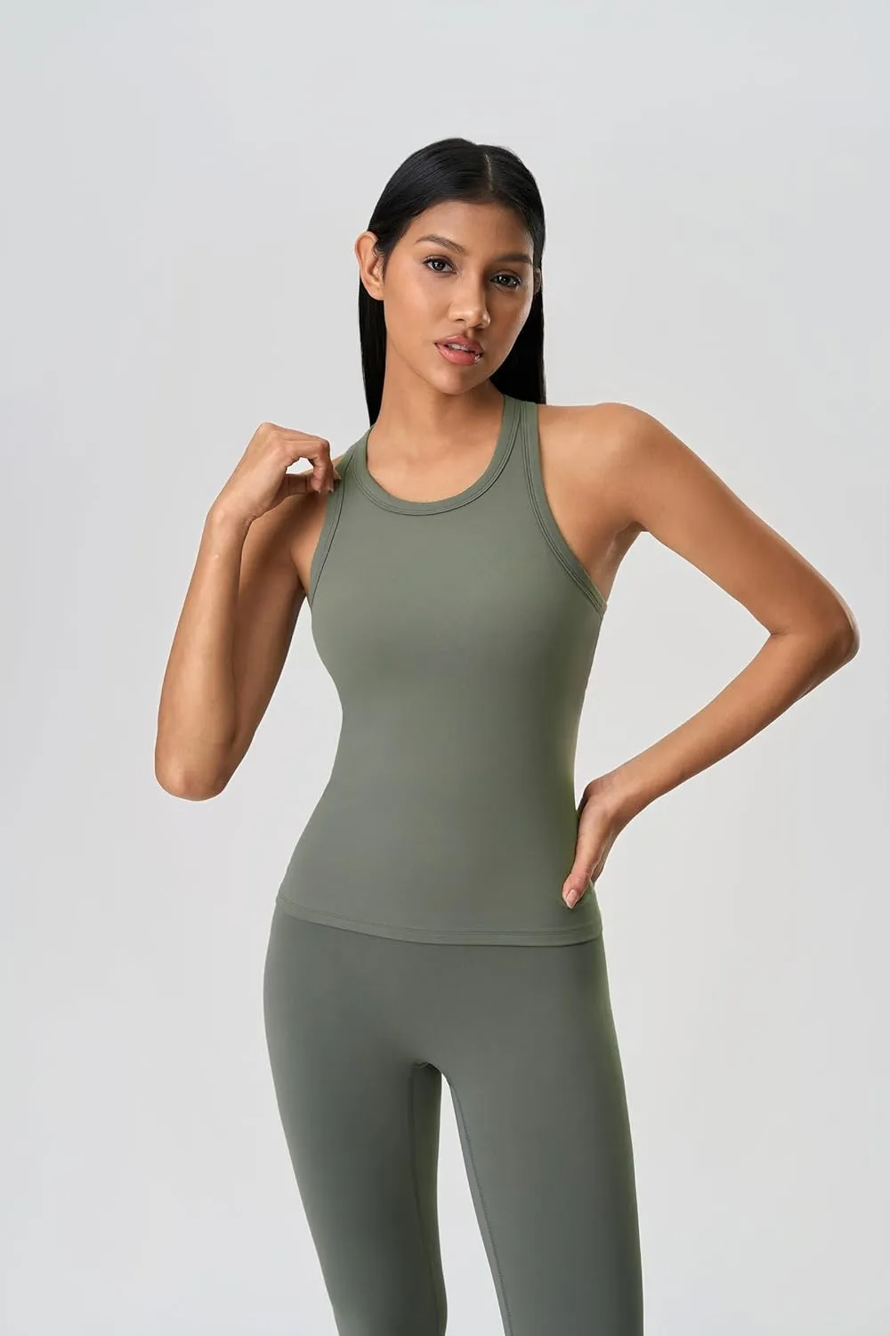 altiland Workout Tank Top for Woman with Built in Bra, Racerback Athletic Yoga Running 2 in 1 Tops