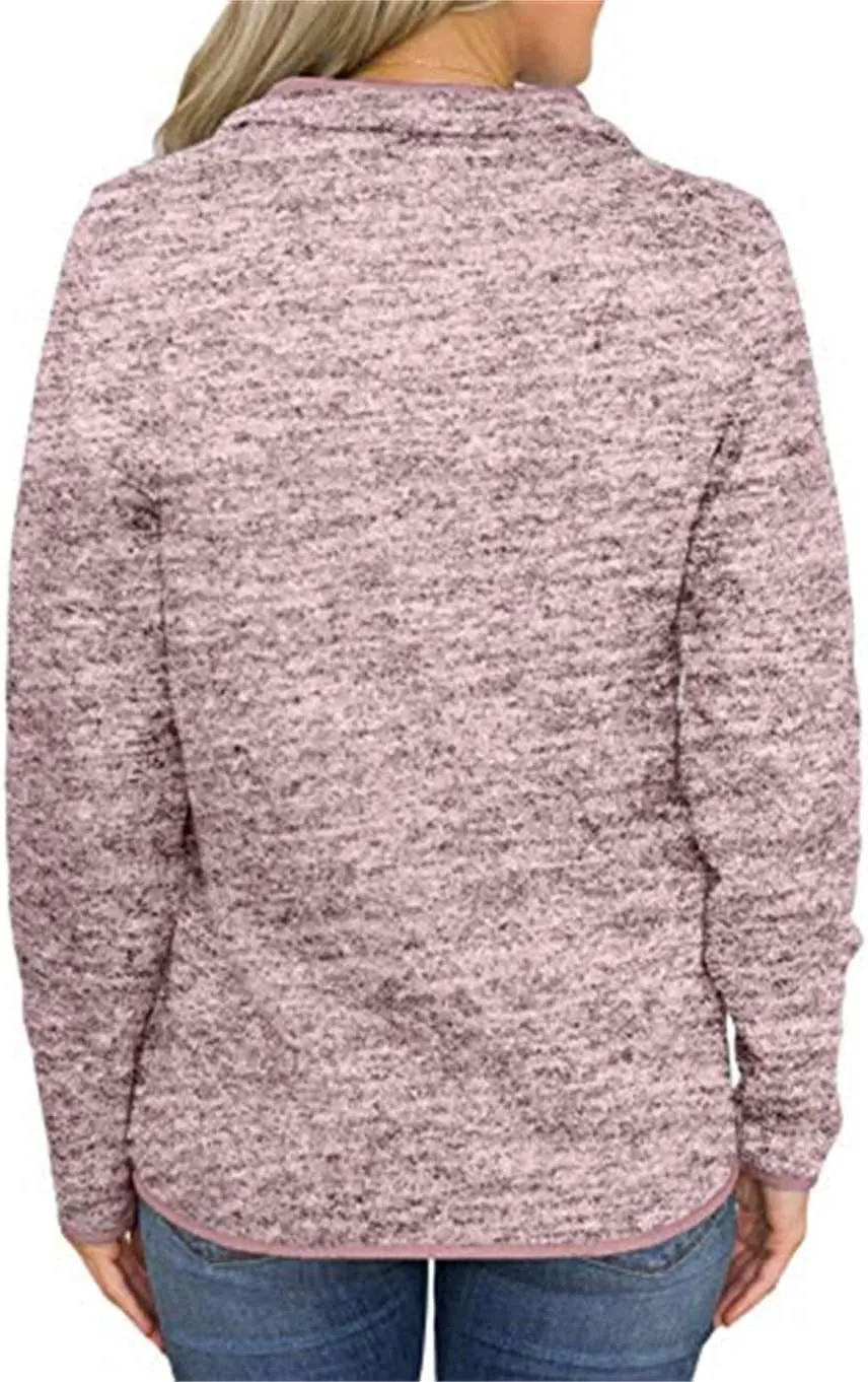 Artfish Women's Women Quarter Zip Casual Pullovers Lightweight Fleece Sweatshirts with Pockets