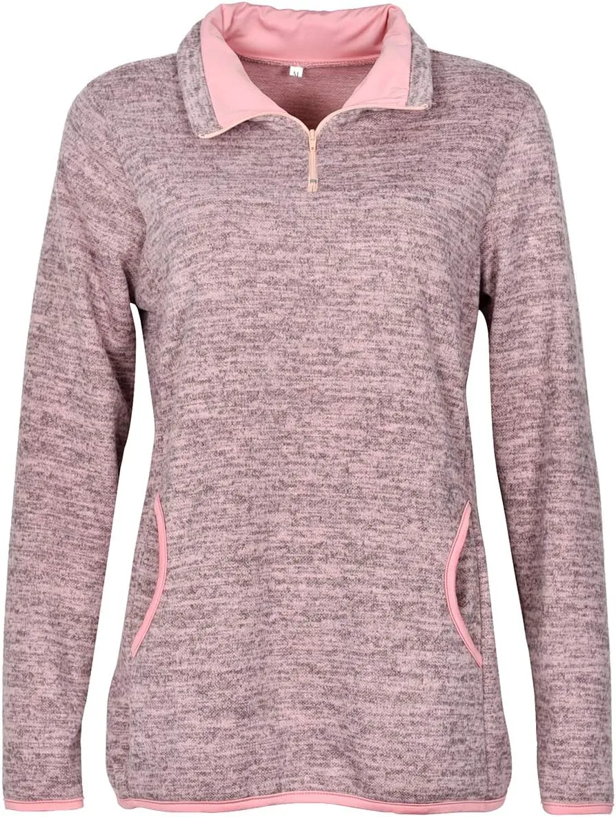 Artfish Women's Women Quarter Zip Casual Pullovers Lightweight Fleece Sweatshirts with Pockets