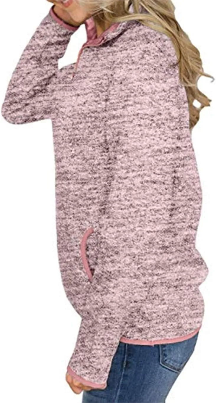 Artfish Women's Women Quarter Zip Casual Pullovers Lightweight Fleece Sweatshirts with Pockets
