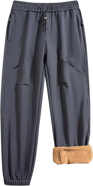 Bidobibo Fleece Lined Pants Men Plus Size Thermal Joggers Men's Warm Sherpa Lined Athletic Sweatpants Warm Drawstring Pants