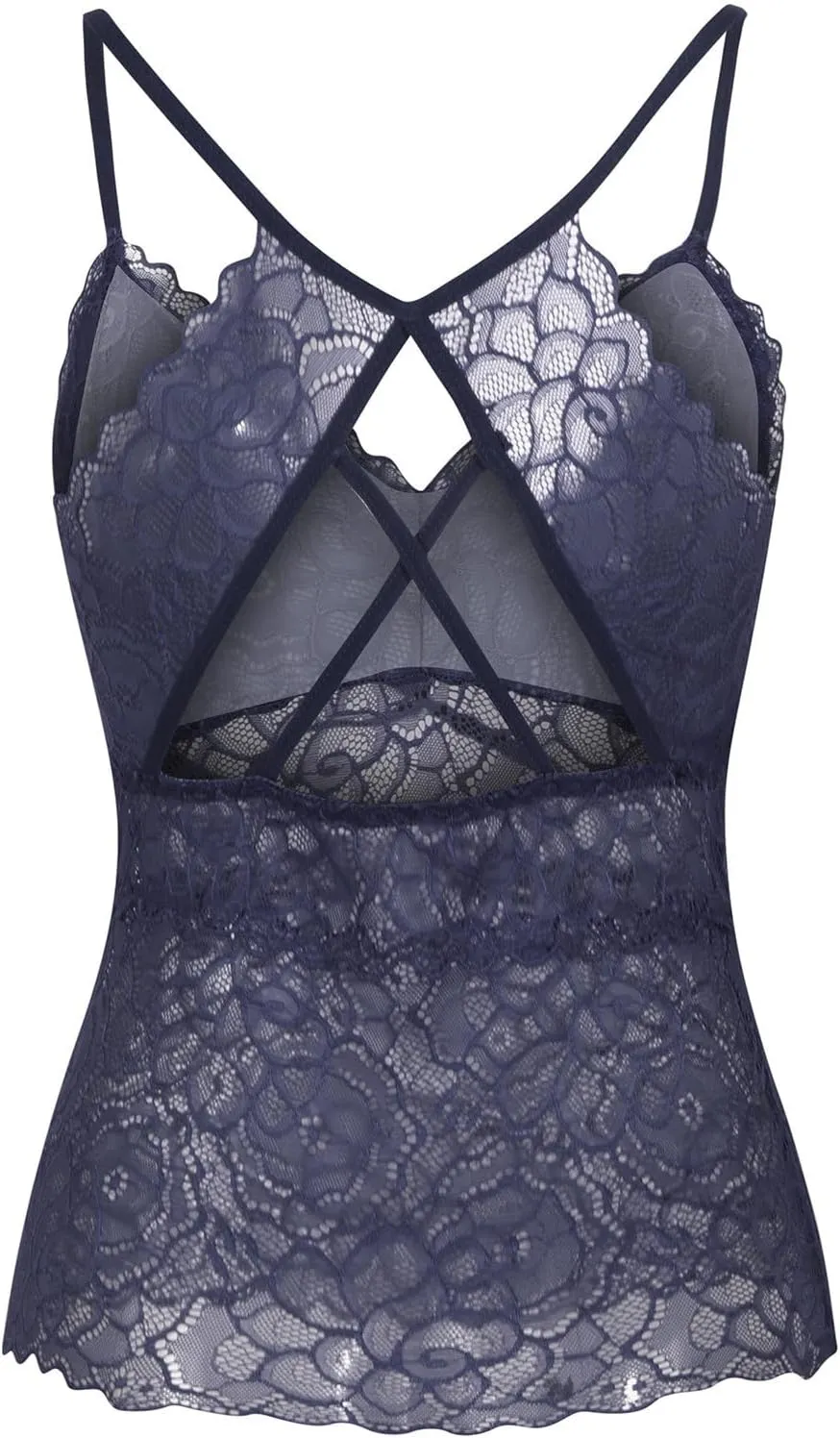Borniu Women's Lace Bralette Sexy V Neck Unpadded Wirefree Longline Bra Strap Crop Tops Stretchy Camisoles Everyday Lingerie