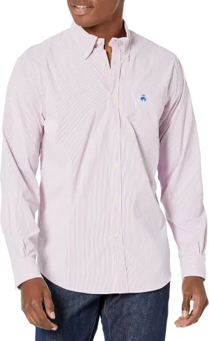 Brooks Brothers Men's Long Sleeve Button Down Performance Stretch Shirt, Patterned