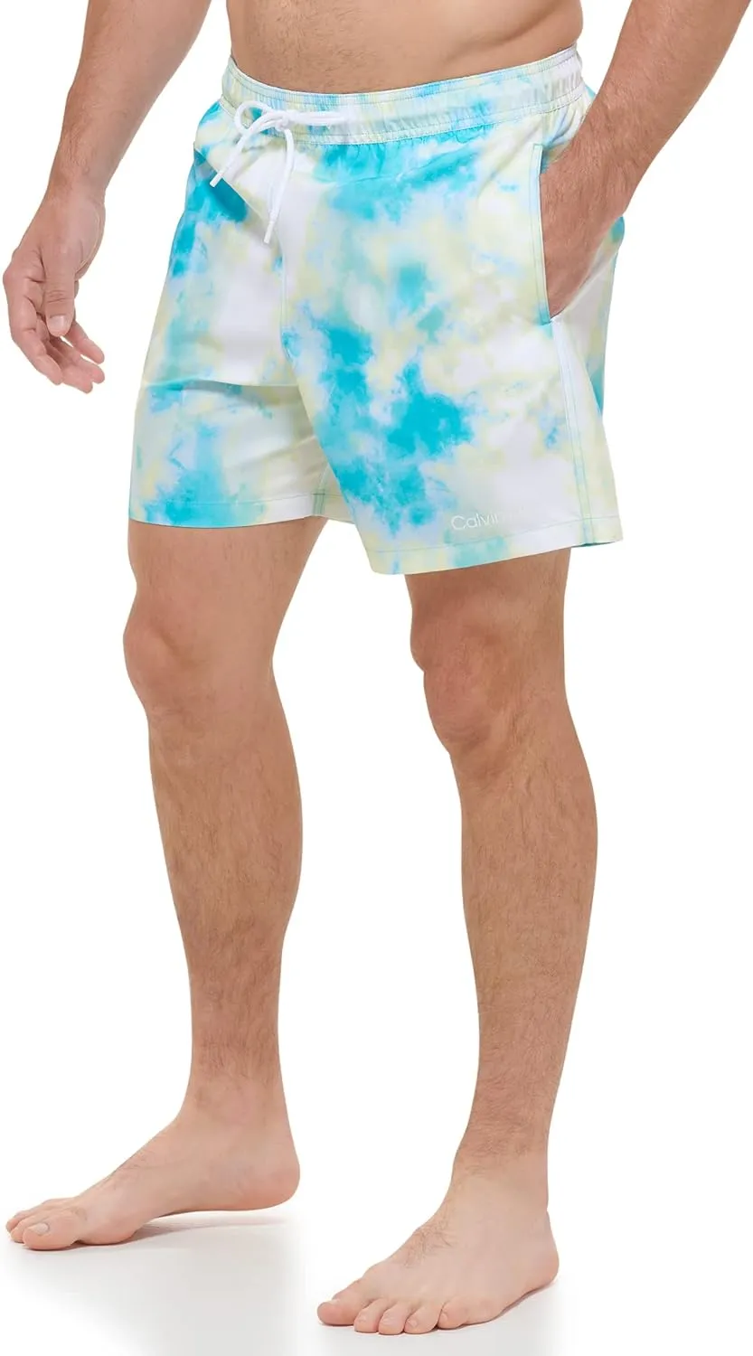 Calvin Klein Men's UV Protected Quick Dry Patterned Swim Trunk