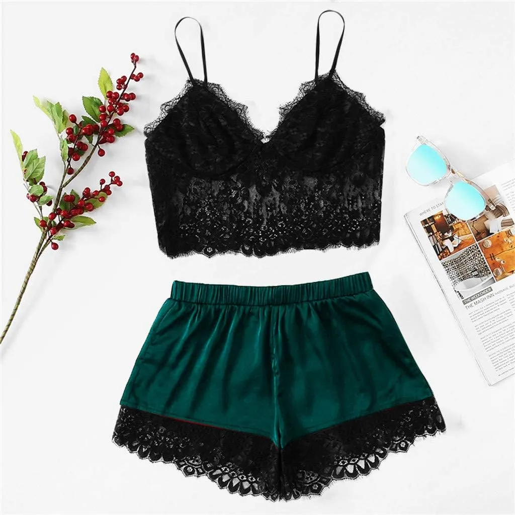 Camisole Set with Short Pajamas Sets for Women Soft Lingerie Two Piece Lingerie for Women Set Plus Size Cami Top Sexy