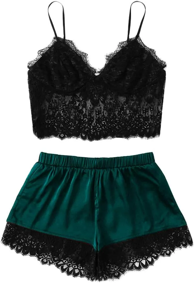 Camisole Set with Short Pajamas Sets for Women Soft Lingerie Two Piece Lingerie for Women Set Plus Size Cami Top Sexy