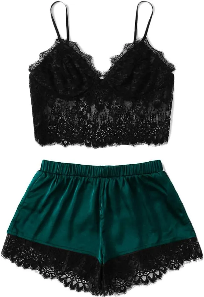 Camisole Set with Short Pajamas Sets for Women Soft Lingerie Two Piece Lingerie for Women Set Plus Size Cami Top Sexy