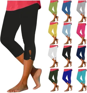 Capri Leggings for Women 2025 Summer Cropped Pants High Waist Yoga Capris Stretchy Workout Leggings Compression Pants