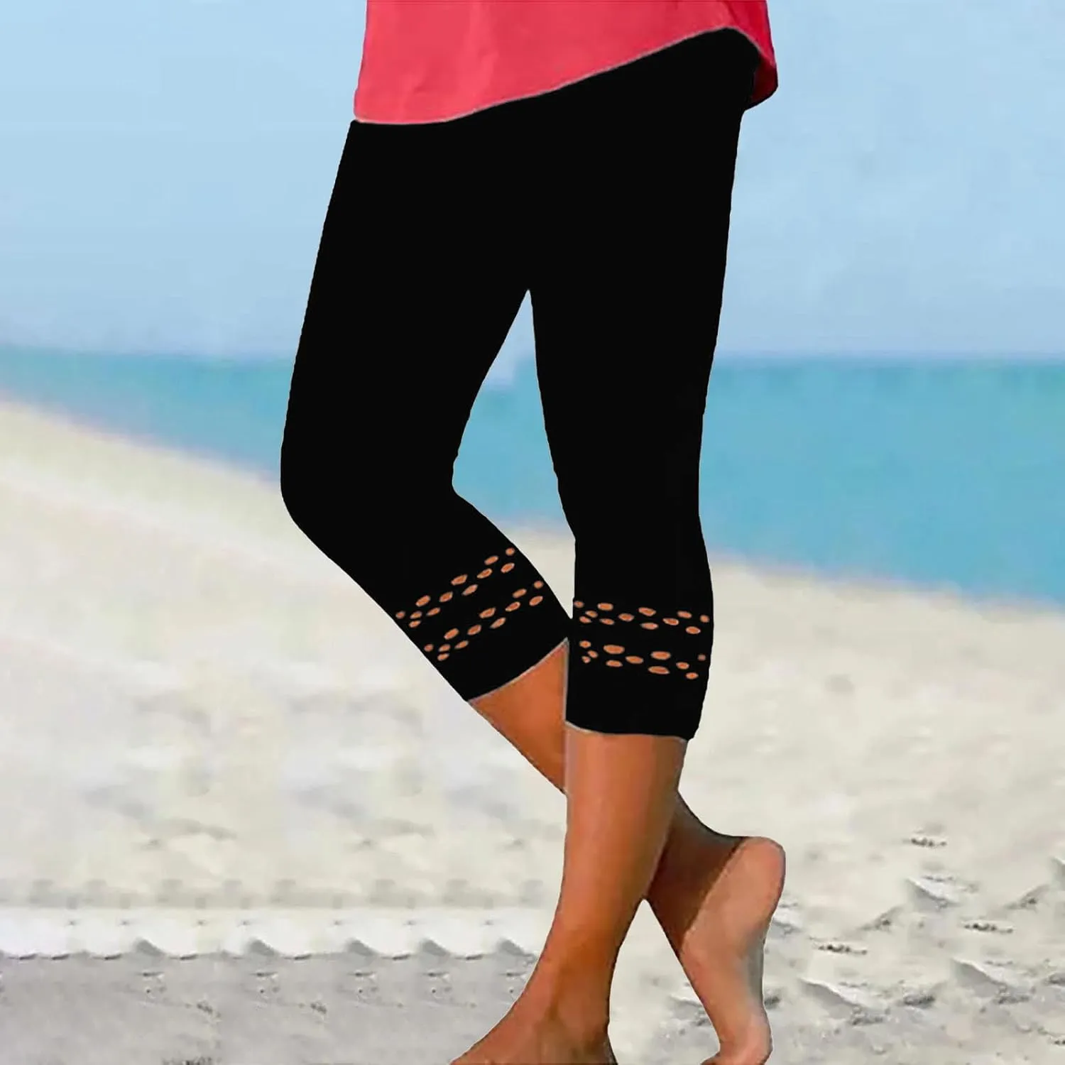Capri Leggings for Women Elastic High Waist Cropped Yoga Pants Summer Casual Lightweight Soft Workout Lounge Capris