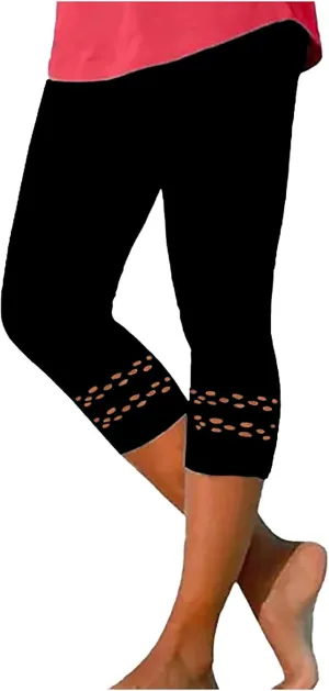 Capri Leggings for Women Elastic High Waist Cropped Yoga Pants Summer Casual Lightweight Soft Workout Lounge Capris