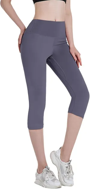 Capri Leggings for Women High Waist Capri Pants Workout Biker Slimming Athletic Gym Yoga Pants Casual Stretch Knee