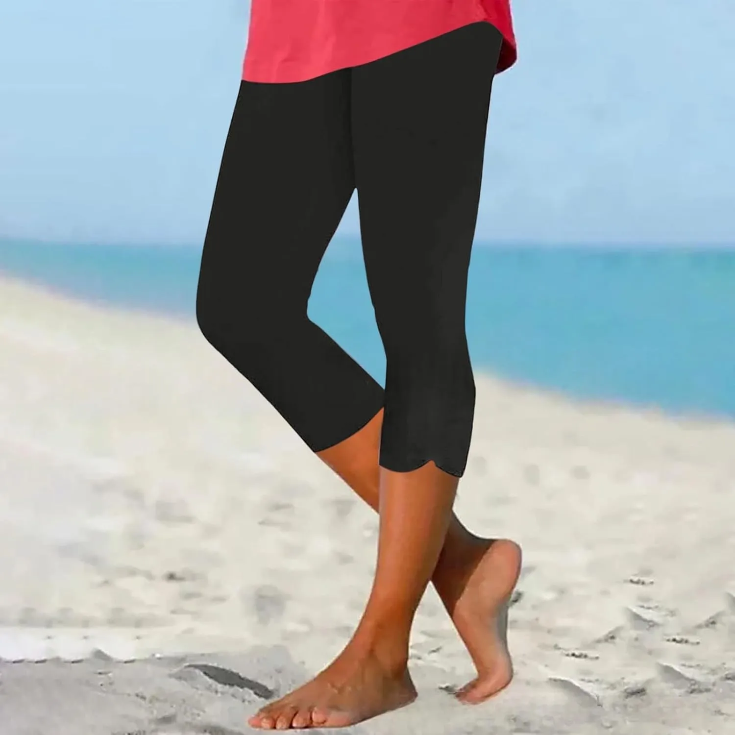 Capri Pants for Women Summer Dressy Comfy Stretchy Cropped Leggings High Waist Yoga Pants Workout Compression Pants