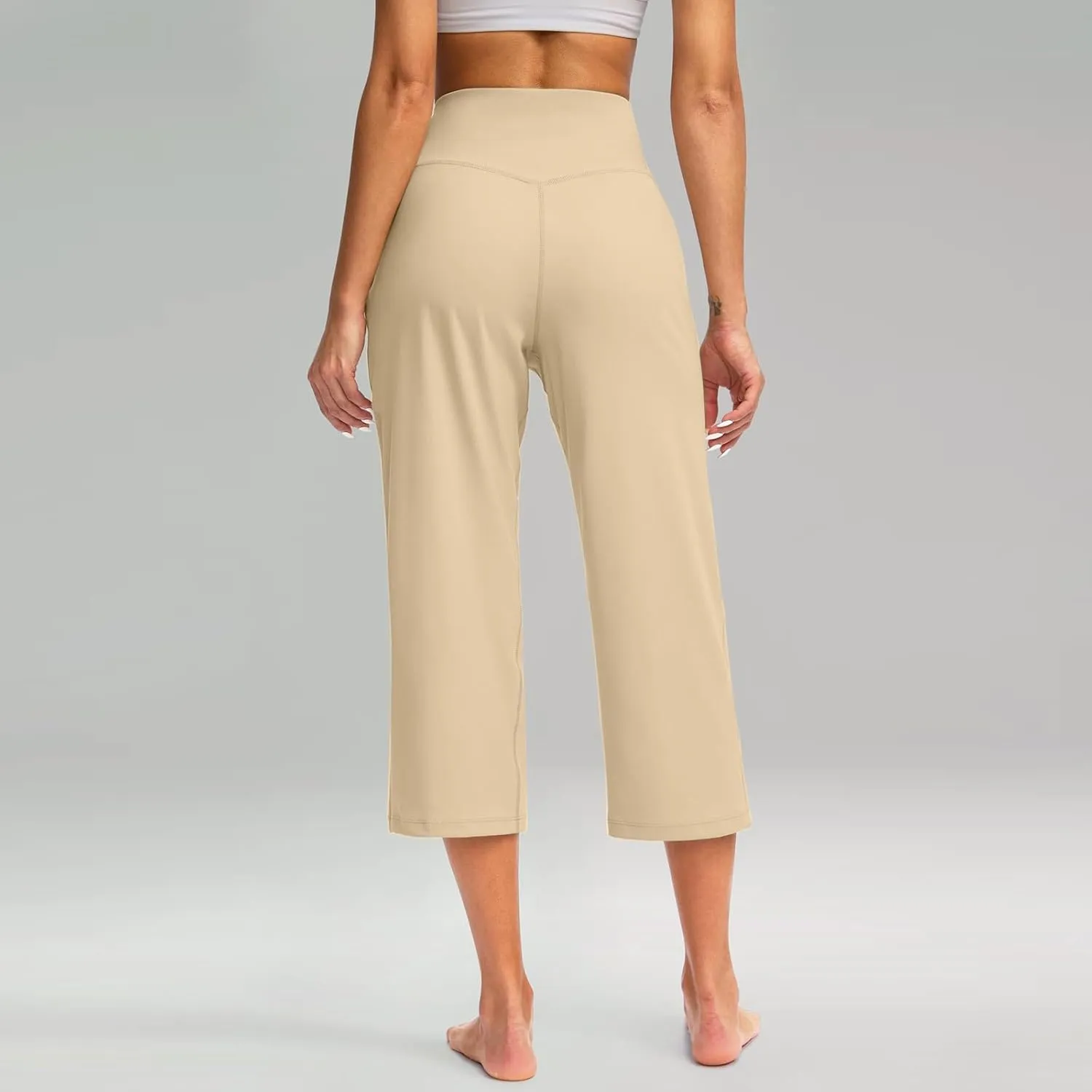 Capri Yoga Pants for Women High Waisted Tummy Control Summer Wide Leg Lounge Running Jogger Ladies Capris with Pocket