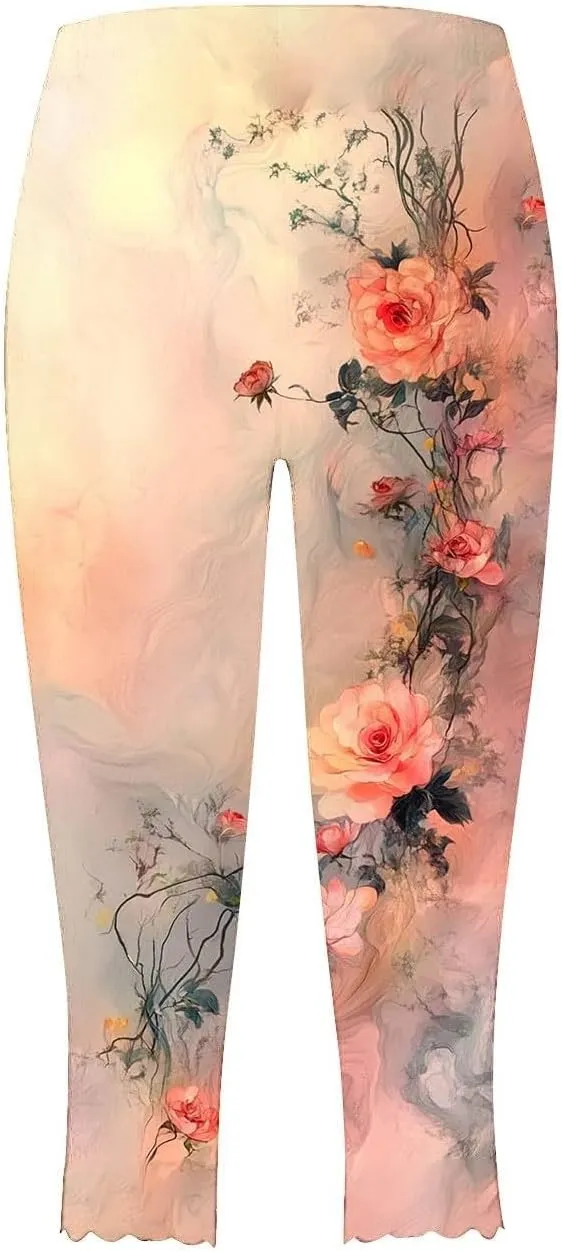 Capris Leggings for Womens Summer 2025 High Waist Tummy Control Yoga Pants Comfy Stretchy Workout Compression Pants