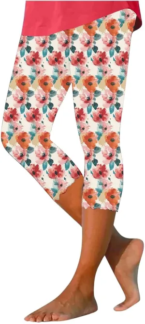 Capris Leggings for Womens Summer 2025 High Waist Tummy Control Yoga Pants Comfy Stretchy Workout Compression Pants