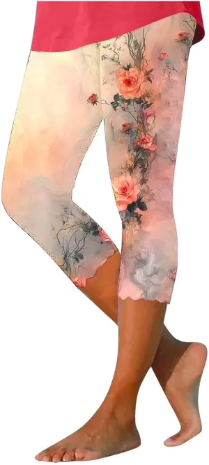 Capris Leggings for Womens Summer 2025 High Waist Tummy Control Yoga Pants Comfy Stretchy Workout Compression Pants