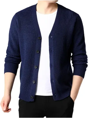 Cardigan for Men V Neck Cardigan Sweater Casual Lightweight Button Down Knitted Warm Fall Winter Cardigan Sweaters
