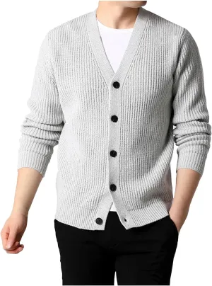 Cardigan for Men V Neck Cardigan Sweater Casual Lightweight Button Down Knitted Warm Fall Winter Cardigan Sweaters