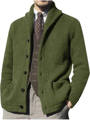 Cardigan Men with Buttons Knit Lapel Men Cardigan Sweater Thick Warm Loose Winter Cardigan