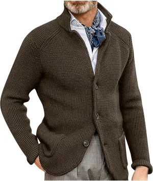 Cardigan Men with Buttons Knitted Lapel Oversized Cardigan Sweater Lightweight Warm Lounge Winter Cardigan