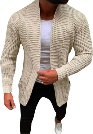 Cardigan Sweaters for Men Long Open Front Cardigan Button Down Knit Cardigan Sweater Big and Tall Cardigan Sweaters