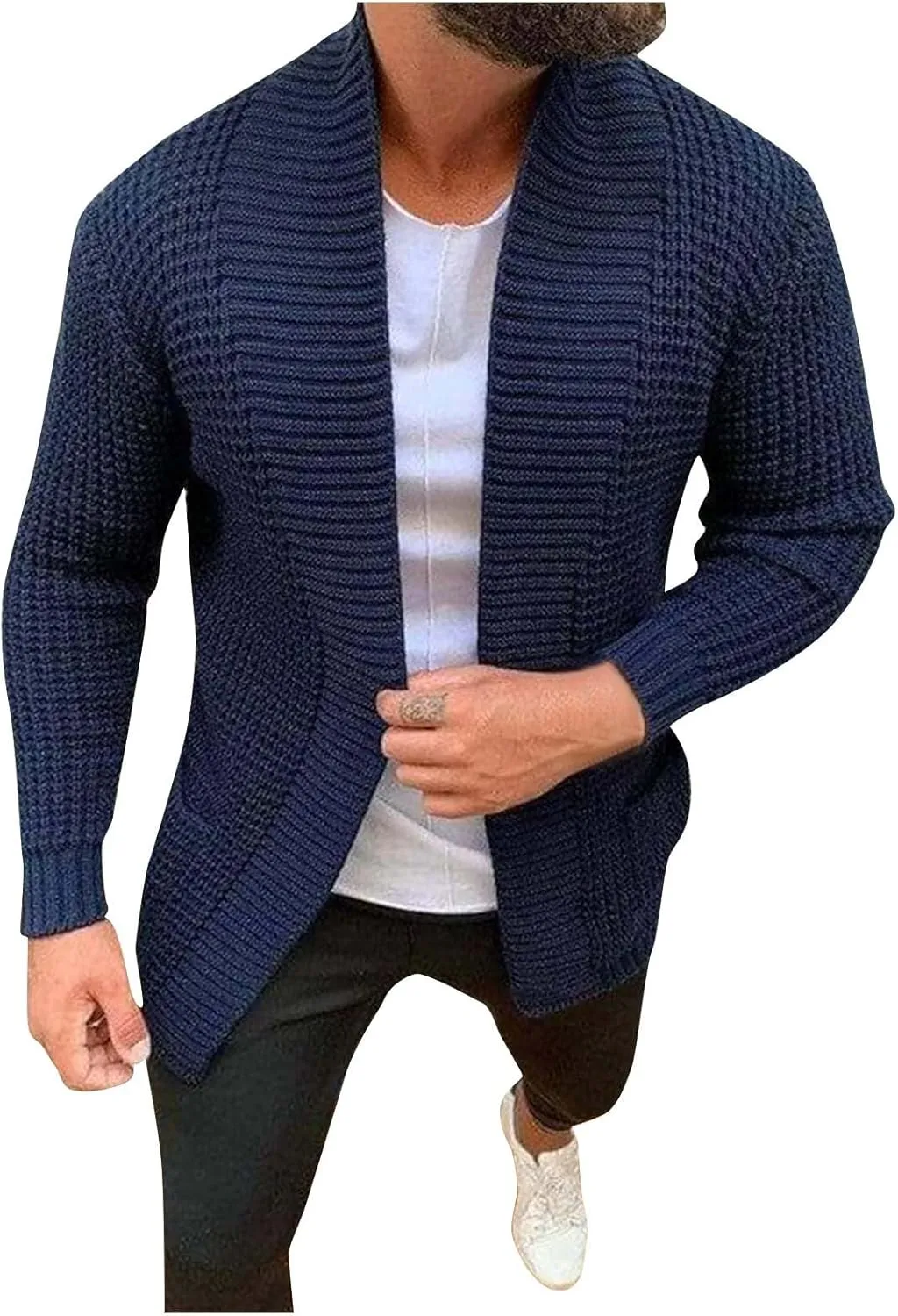 Cardigan Sweaters for Men Long Open Front Cardigan Button Down Knit Cardigan Sweater Big and Tall Cardigan Sweaters