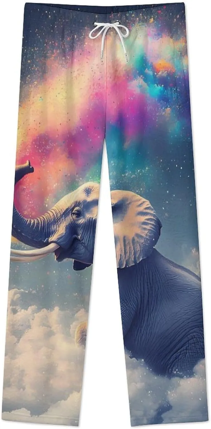 Colorful Star Gray Elephant Women's Pajama Pants Fleece Warm Pj Bottoms Sleepwear Lounge Pants Loungewear