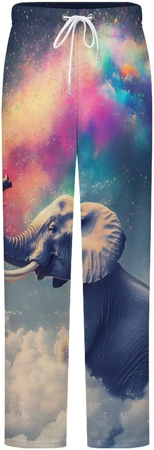 Colorful Star Gray Elephant Women's Pajama Pants Fleece Warm Pj Bottoms Sleepwear Lounge Pants Loungewear